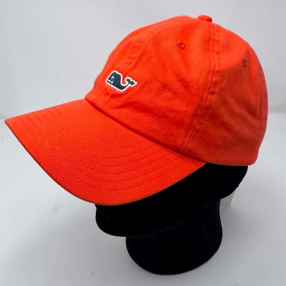 NEW Vineyard Vines Hat Cap Strap Back Dad Orange Blue Whale Preppy Baseball